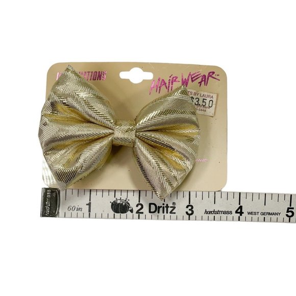 Vintage 80s Gold Bow Hair Barrette Clip- Illuminations Hair Wear- NOS - Picture 4 of 4